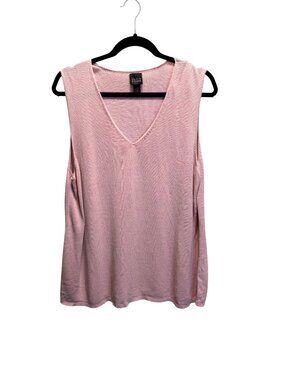 Eileen Fisher Womens Pink Sleeveless V-Neck Top 2X Cotton Blend